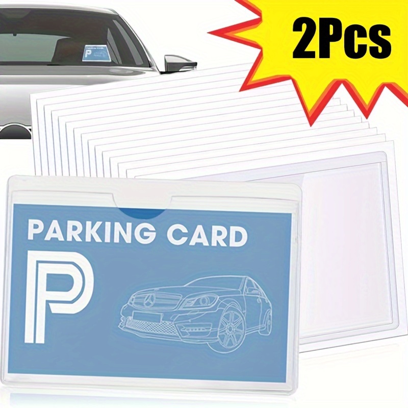 2 unidades 11.99X8.99cm Suporte de Cartão de Estacionamento para Para-brisas de Carro com Autocolante - Mantenha o seu Cartão de Estacionamento Seguro e Organizado!