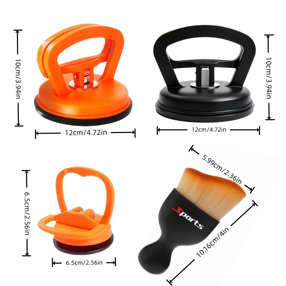 Kit de 4 Peças de Ventosa Extratora de Amassados para Carro com Escova de Limpeza Interna Automática para Detalhes, Removedor de Amassados a Vácuo Potente para Amassados de Carro, Vidro, Azulejo, Levantamento de Móveis