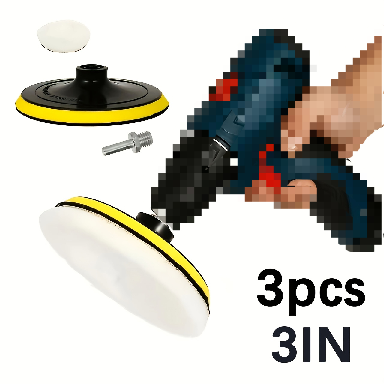 Conjunto de 3 Peças de Espuma de Polimento para Carro de 7,62 cm com Placa de Apoio e Adaptador de Broca M10 para Automóveis, Espumas de Polimento e Cera Adequadas para Detalhamento Automotivo, Restauração, Material de Tecido, Compatível com Ferramentas Manuais, Econômico