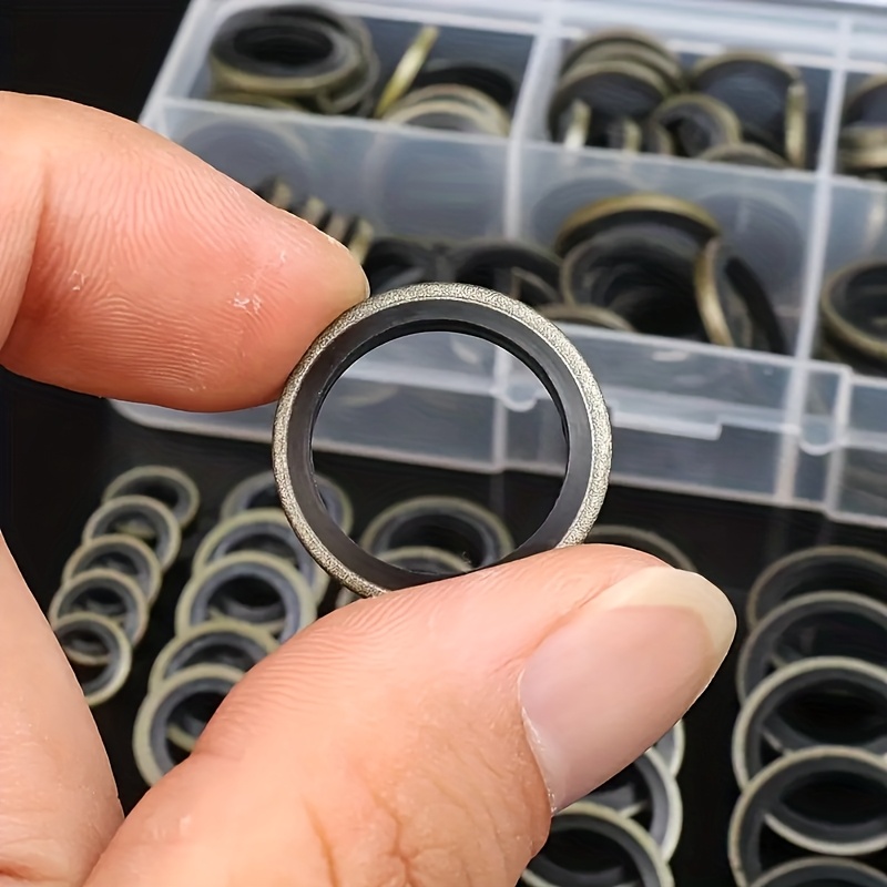Kit de 130 peças para vedantes de vaso de óleo de automóvel - Inclui vedantes de parafusos de drenagem, anéis de borracha e selos substituíveis em tamanhos M6, M8, M10, M12, M14 e M16.