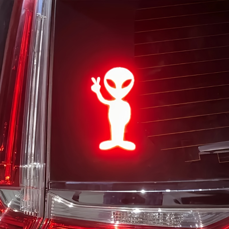 1 Autocolante Refletor Alienígena para Carro - Autocolante de Segurança Noturna à Prova de Água e Resistente aos UV, Adequado para Aplicações Laterais e Janelas, Cobertura Anti-Riscos, Aplicação Autoadesiva Fácil, Design Azul Brilhante, Material Plástico Durável, Autocolante Impermeável para Carro