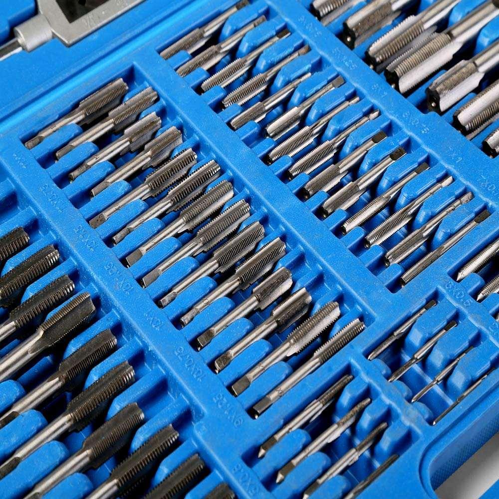 Conjunto de Machos e Matrizes com 110 Peças, Kit de Rosqueamento Manual Profissional, Acompanha Maleta Organizadora, Ideal para Criar e Reparar Roscas em Serviços Mecânicos e Manutenção Geral