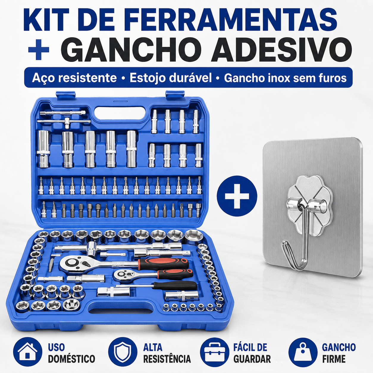 Conjunto de Ferramentas Profissionais de Alta Qualidade com 108 Peças de Chave Catraca com Soquetes para Reparo Automotivo, Conjunto de Ferramentas Manuais com Encaixe de 1/4" e 1/2" para Reparo Automotivo, Ferramentas de Manutenção Profissional de Cromo-Vanádio para Montagem Mecânica e Reparo