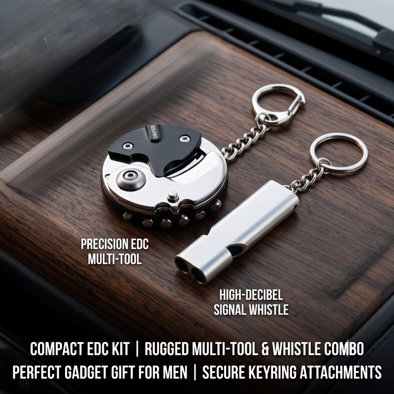 Chave de Fenda Multiuso com Chaveiro + Apito de Chamada, Ferramenta de Reparo Portátil Compacta com Acessórios Intercambiáveis, para Casa, Escritório, Viagens ao Ar Livre, Mini Kit de Ferramentas EDC