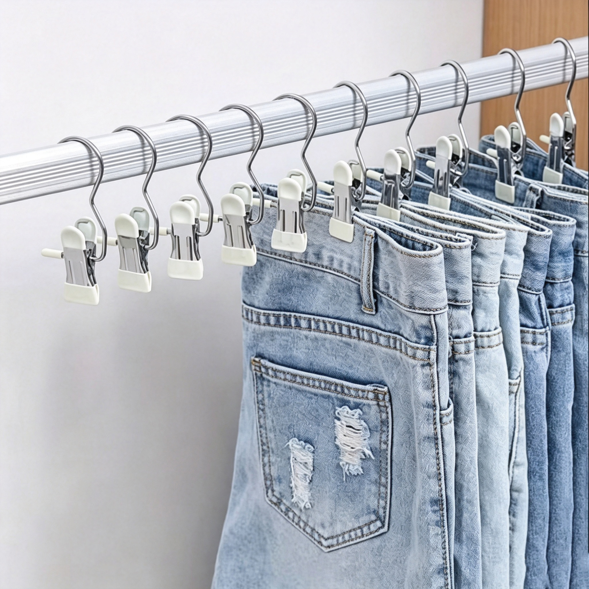 Varal Inox De 10/25/30 Clips Prendedores Pratico E Retrátil Cabide Para Roupas Intimas Para Pequenas