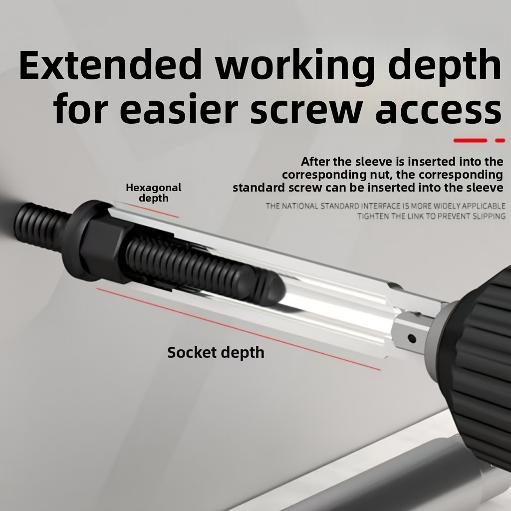 Conjunto de 3 Soquetes Cavalete de Parede Fina de 120mm de Comprimento com Encaixe de 3/8", Soquetes Sextavados Cr-V de 15mm 17mm 19mm para Reparo de Motor de Carro e Moto, Acesso a Espaços Estreitos