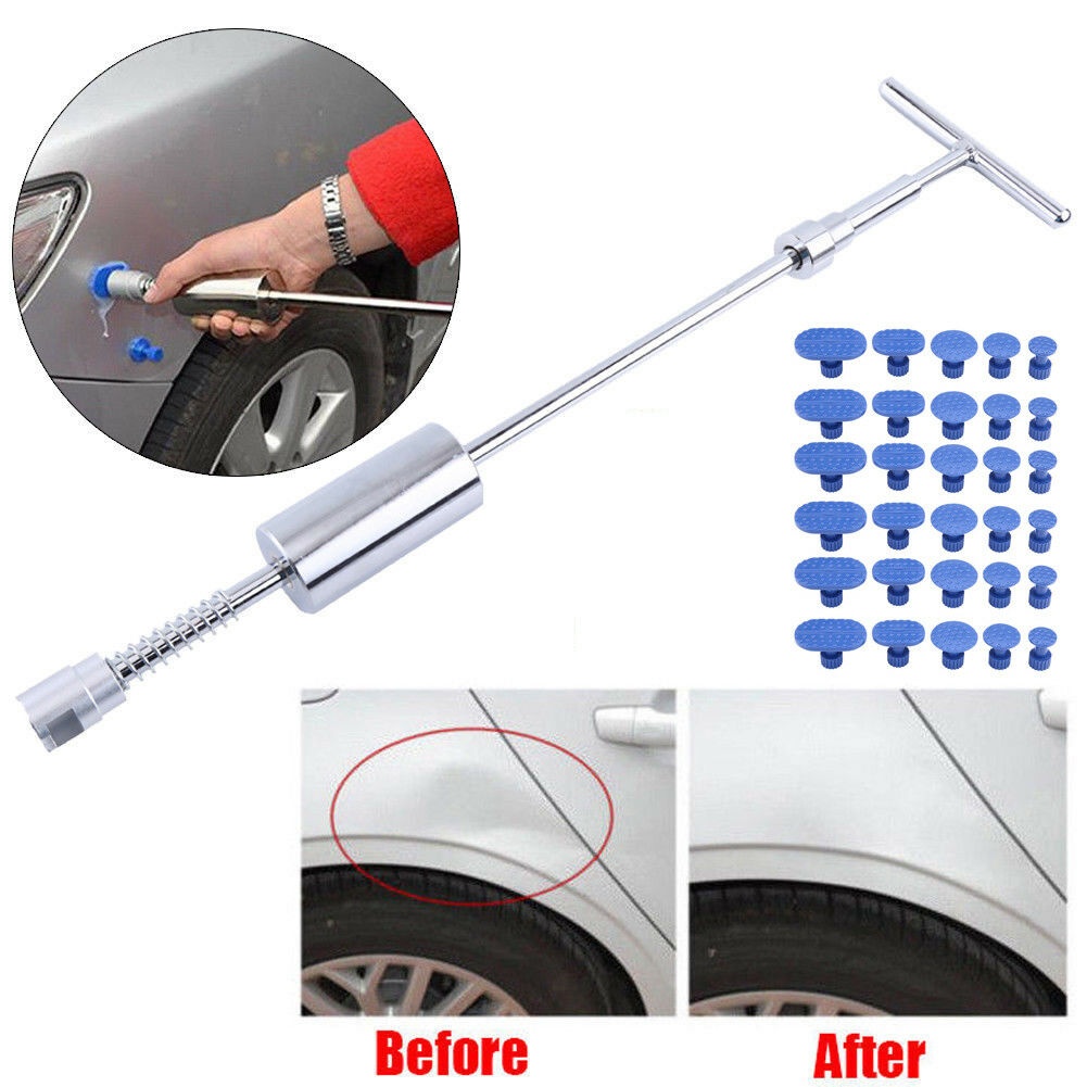 Conjunto de 30 Peças de Ferramentas de Remoção de Amassados com Ventosa de Nylon e Puxador para Carro e Motocicleta, Sem Bateria