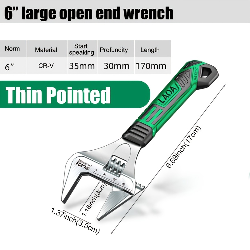Chave Ajustável LAOA, Chave Ajustável de Boca Larga 15,24cm/20,32cm para Encanamento Doméstico e Remoção de Acessórios de Banheiro, Chave de Catraca de Nível Industrial, Ferramenta Multifuncional para Reparo Automotivo e de Motocicleta