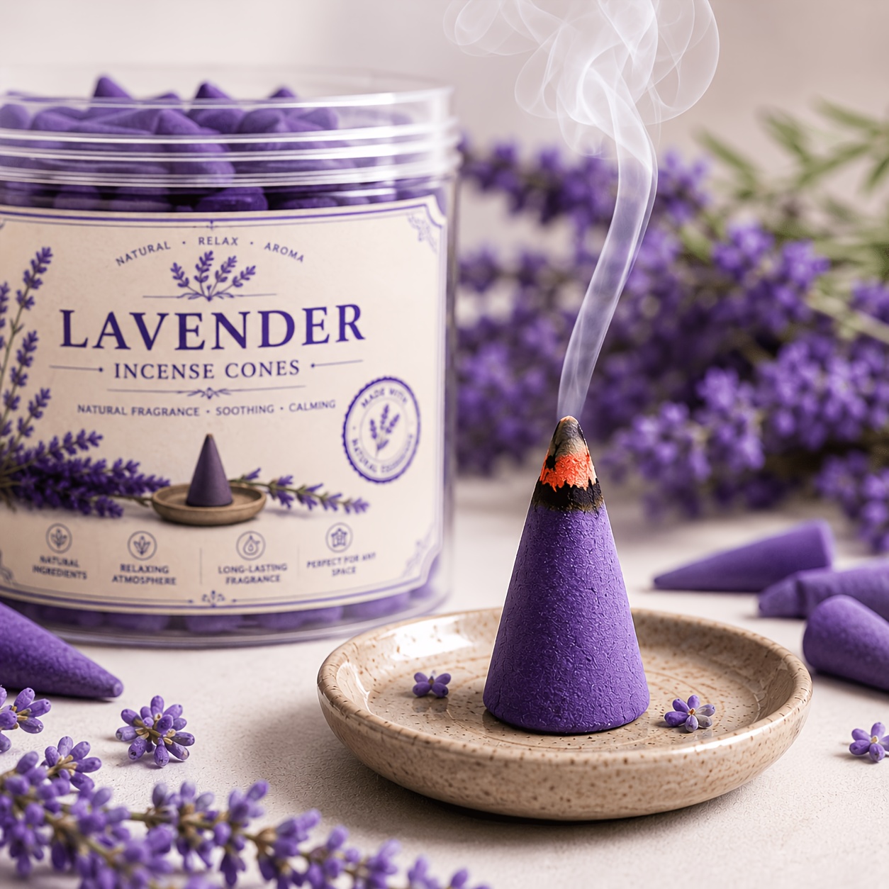 Difusor Cónico com Aroma de Lavanda | Fragrância Floral Natural de Longa Duração | Adequado para Quartos, Salas de Estar, Yoga, Meditação, Leitura, Espaços Domésticos | Criação de um Ambiente de Fragrância Confortável | Aparência Requintada