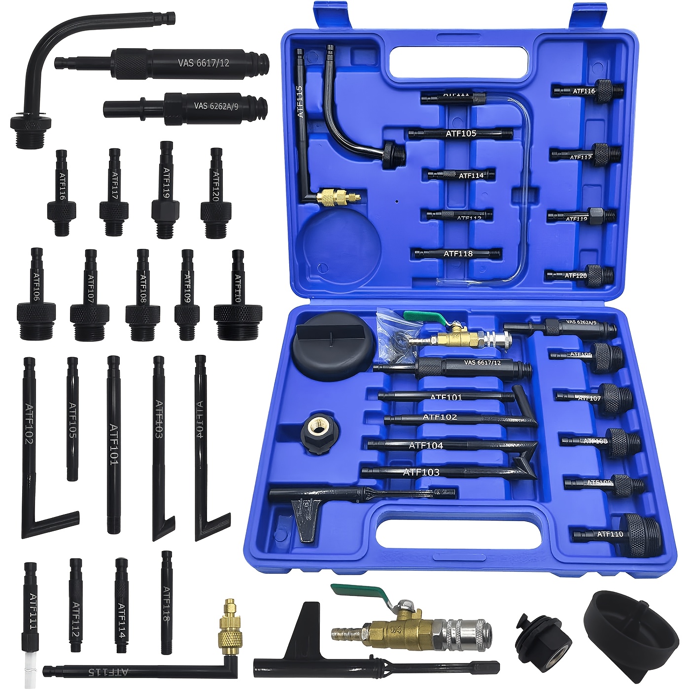 Kit de Ferramentas Adaptador de Enchimento de Fluido de Transmissão Automática ATF, Conjunto de Conectores para Troca de Óleo de Transmissão Multiespecificações com Válvula de Controle, Adaptadores de Recarga de Óleo de Caixa de Câmbio Automática para Reparo de Carro