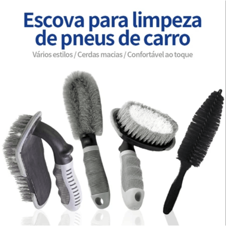 Conjunto de 4 escovas universais para limpeza de pneus de carro, ferramentas para limpeza de rodas e aros