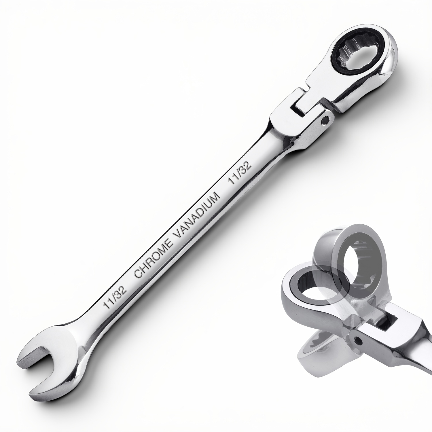 Jogo de Chaves de Catraca com Cabeça Flexível de 180°, SAE, 1/4" a 3-1/4", 72 Dentes, Aço Cr-V, Chave de Catraca, Adequado para Reparos Domésticos e Automotivos