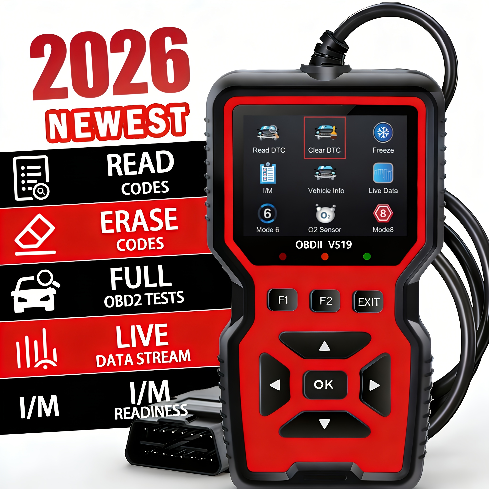 Scanner OBD2 2025 para diagnóstico, leitor de código de falha do motor, scanner OBD2 com reset, modo 6, modo 8 e verificação de prontidão I/M, ferramenta de diagnóstico automotivo para todos os carros OBDII desde 1996