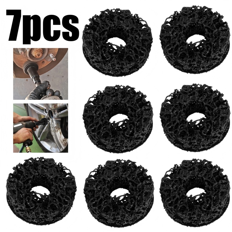 Conjunto de 7 Peças de Ferramentas de Remoção de Ferrugem para Rolamentos de Cubos de Rodas de Carro com Roda de Polimento, Cabeça de Moagem de Cubos e Discos de Travão, Sem Bateria