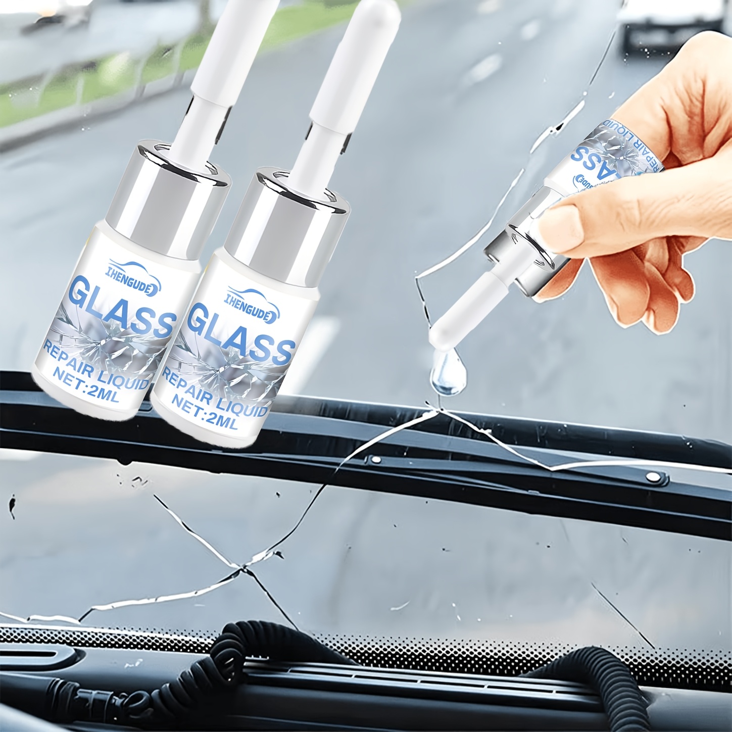 Solução Profissional de Reparo de Rachaduras em Vidro Automotivo – Kit de Ferramentas Durável em ABS com Nano Preenchimento de Secagem Rápida, uma Solução de Reparo Conveniente para Consertar Eficazmente Rachaduras no Para-brisa e Restaurar a Visibilidade Clara