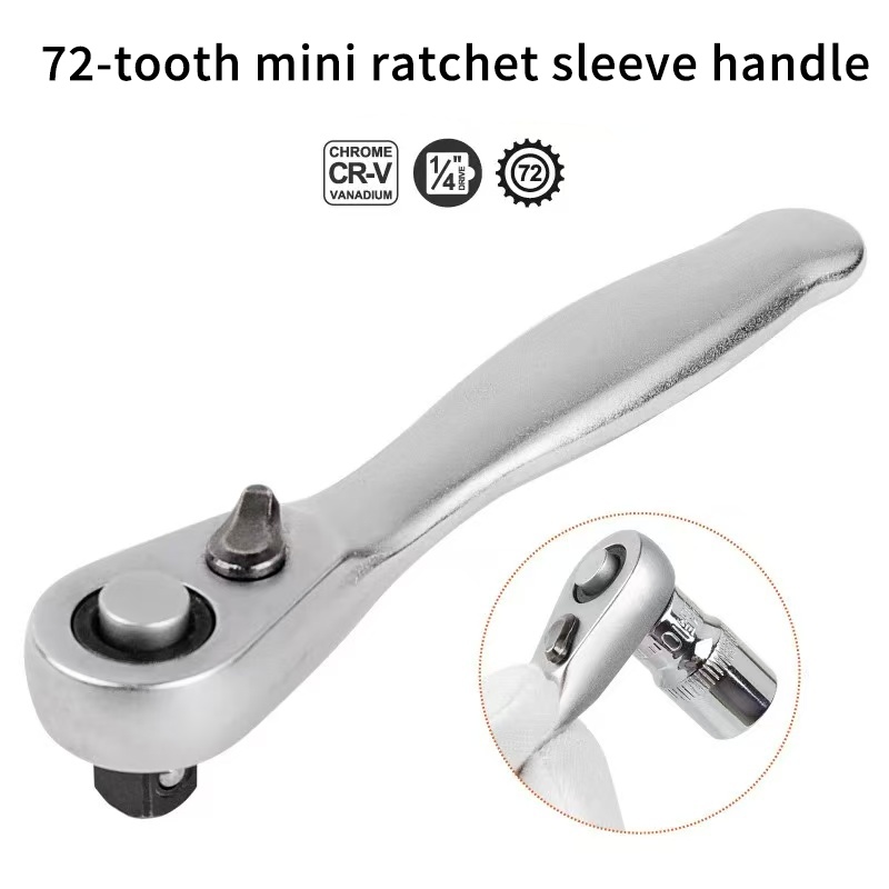 Mini Chave de Roquete de 1,72 Dentes com Conjunto de 9 Soquetes, Chave de Fendas de Soquete de Voo Reversível de 1/4 de Polegada (5-13Mm), Adequada para Espaços Estreitos