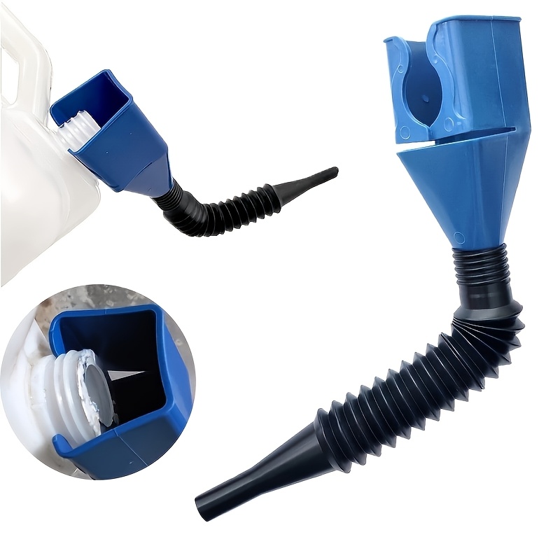 Funil de Óleo Portátil Dobrável e Telescópico com Bico de Conexão Rápida - ABS Durável, Despejo Sem Uso das Mãos para Carros, Caminhões, Motos - Compatível Internacionalmente, Acessório para Troca de Óleo Automotivo, Despejo Sem Uso das Mãos, Design de Boca Quadrada, Construção Robusta