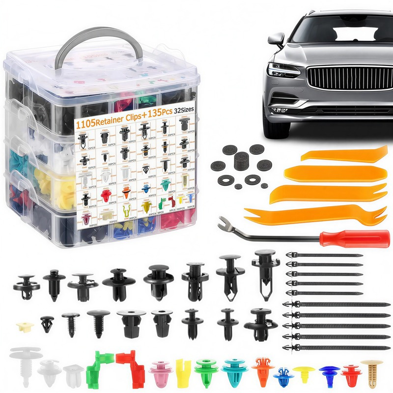Kit Presilhas Automotivas Universais, Grampos Plásticos de Fixação, Reparo de Painel Porta Para-choque, Maleta e Ferramentas de Remoção, Universal para Carros Motos SUVs