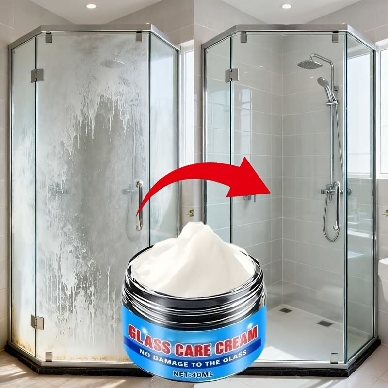 Creme de Polimento Potente para Película de Óleo em Vidro de Casa de Banho - Remove Facilmente Manchas de Água, Calcário e Borracha de Sabão de Portas de Chuveiro e Azulejos, Restaurando a Transparência Instantaneamente! Adequado para Portas de Chuveiro, Para-brisas de Carros, Azulejos, Aço Inoxidável e Muito Mais
