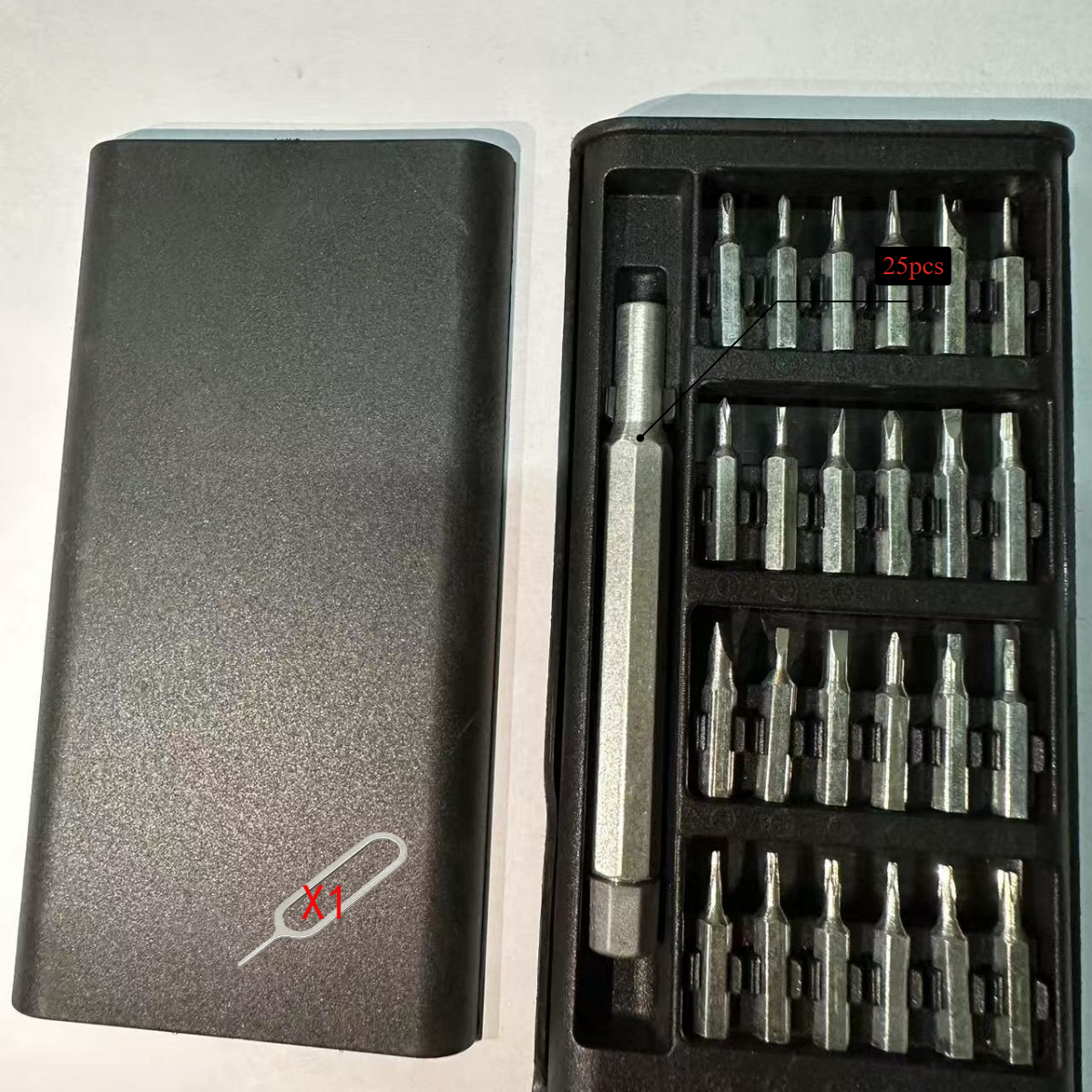 Conjunto de Chaves de Precisão, [24 peças de Pontas e Cabo e Caixa] com Agulha de Cartão, Ponta Phillips e Chave de Fenda/Phillips - Estrutura de Plástico Resistente, Cabo Ergonómico - Kit Multifuncional para Eletrónica, Smartphones, Relógios, Óculos, Joias
