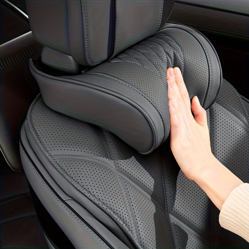 Travesseiro de pescoço de luxo para carro, encosto de cabeça em napa, almofada de assento, almofada de apoio para o pescoço, almofada para assento de carro, confortável e respirável, suporte lombar e para o pescoço, bordado requintado, uso em todas as estações, acessório de decoração interior do carro