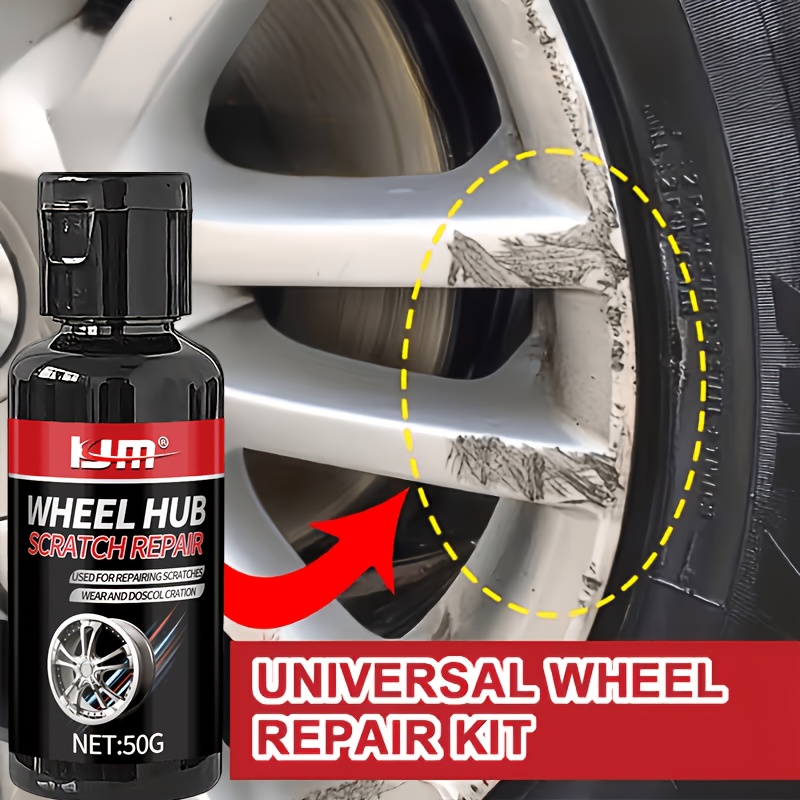 Kit Universal de Reparo para Cubo de Roda - para Reparo de Arranhões, Desgaste e Desbotamento - Renova Aros, Remove Oxidação, Restaura o Brilho Original