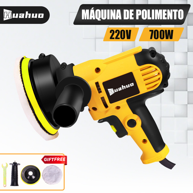 Politriz Lixadeira Automotiva 750W 6 Velocidades 125mm 110/220V Para Carros e Azulejos Máquina de Polimento e Cera Elétrica Profissional Portátil