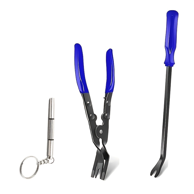 Conjunto de 3 Peças de Ferramentas de Remoção Interior do Carro e Chave de Precisão, Projetado para Remover Painéis de Portas de Carros, Incluindo Alicates e Extratores de Fixadores, Adequado para Extração de Rebites de Plástico Interior e Painel de Instrumentos e Grampos e Fivelas de Reparação