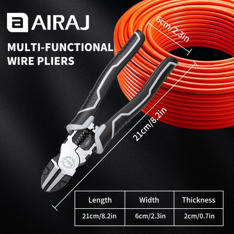 AIRAJ 22.86 cm Alicate de Arame de Aço Multifuncional de Grau Industrial com Abertura Larga Afiada - Ferramenta Multiusos de Alta Precisão, Segura e Economizadora de Trabalho, Material Durável, Cabo Ergonómico, Mandíbulas Antideslizantes Únicas, Ideal para Entusiastas e Eletricistas