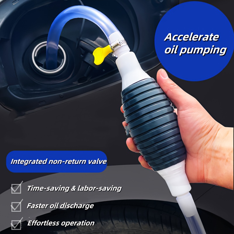 Kit de Bomba de Sifão Portátil com Mangueira de 100cm/39,37 polegadas, Bomba de Transferência de Combustível com Válvula de Controle de Fluxo e 3 Grampos para Gasolina, Água, Óleo - Universal para Manutenção de Carros e Motos