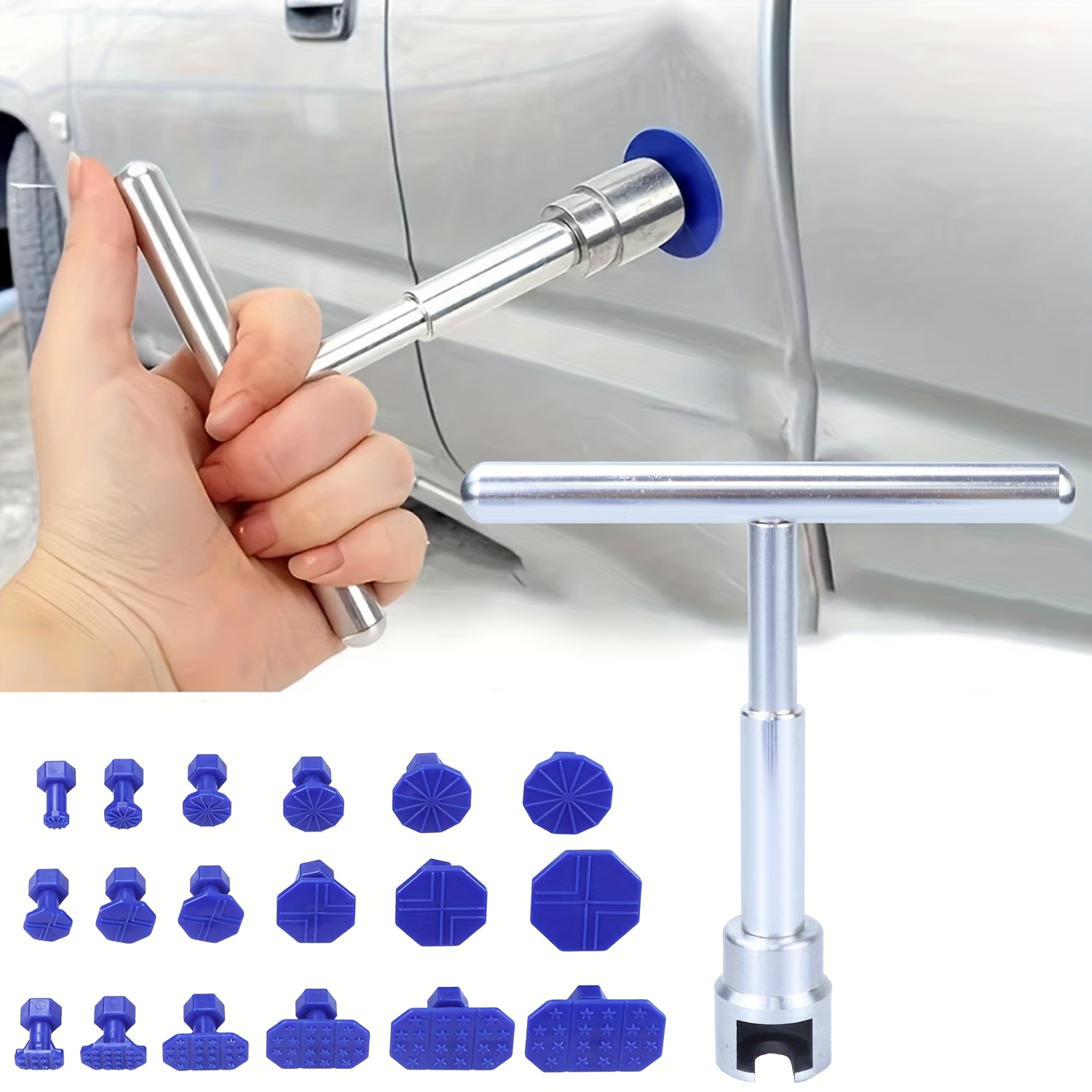 Conjunto de Ferramentas de Reparação de Amassados Sem Pintura para Carro Peça Automóvel Mecânica Barra T Extrator de Amassados Deslizante de Chapa Metálica Kit de Ventosas de Várias Tamanhos