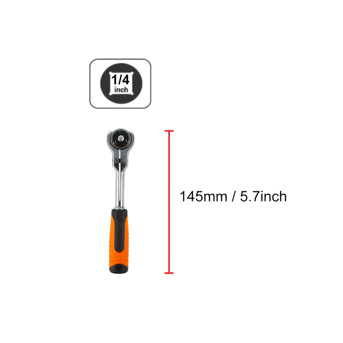 Chave de Catraca de Soquete com Cabeça Giratória de 270 Graus, Simples, 1/2", 1/2", 3/8", 1/4", Aço Cromo-Molibdênio, Design de 72 Dentes para Ajuste Mais Preciso e Operação Mais Suave, Equipada com Cabo Antiderrapante para Melhor Aderência, Núcleo de Engrenagem de Aço Cromo-Molibdênio para Torque