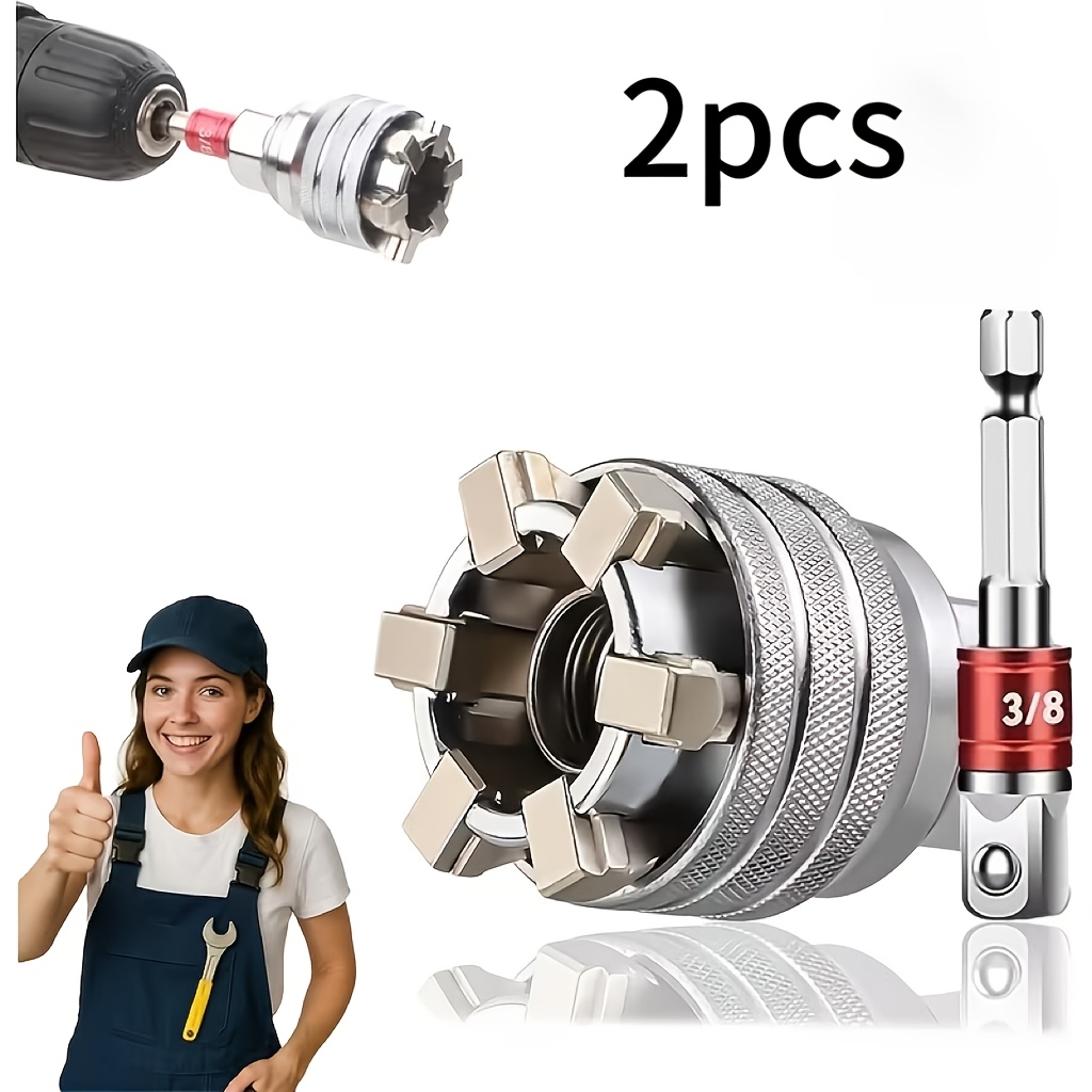 Conjunto de Soquetes Universal Ajustável 3/8" a 3/4" 10Mm-19Mm, Conjunto de Soquetes de Manutenção Universal, Compatível com Chaves de Catraca de 3/8" e Berbequins Elétricos. Aperte Parafusos e Porcas