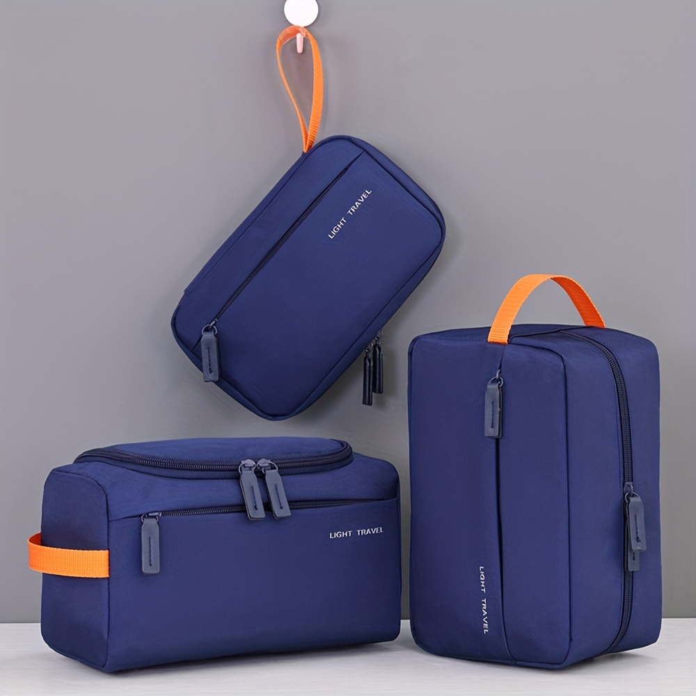 Nova Bolsa de Toalete Versátil e Estilosa - Conjunto Multifuncional de Armazenamento Três-em-Um para Uso Externo (Opções de Três Peças/Uma Peça) Design Unissex, Organizador de Mão de Grande Capacidade para Viagens de Negócios, Deslocamento e Bolsa de Maquiagem Portátil com Bolsa de Armazenamento