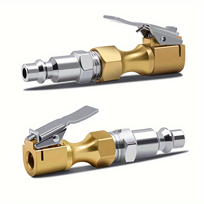 Adaptador de Enchimento de Pneus Reforçado com Fixação e Clipe - Ajuste Perfeito, Material de Cobre para Fluxo de Ar Rápido