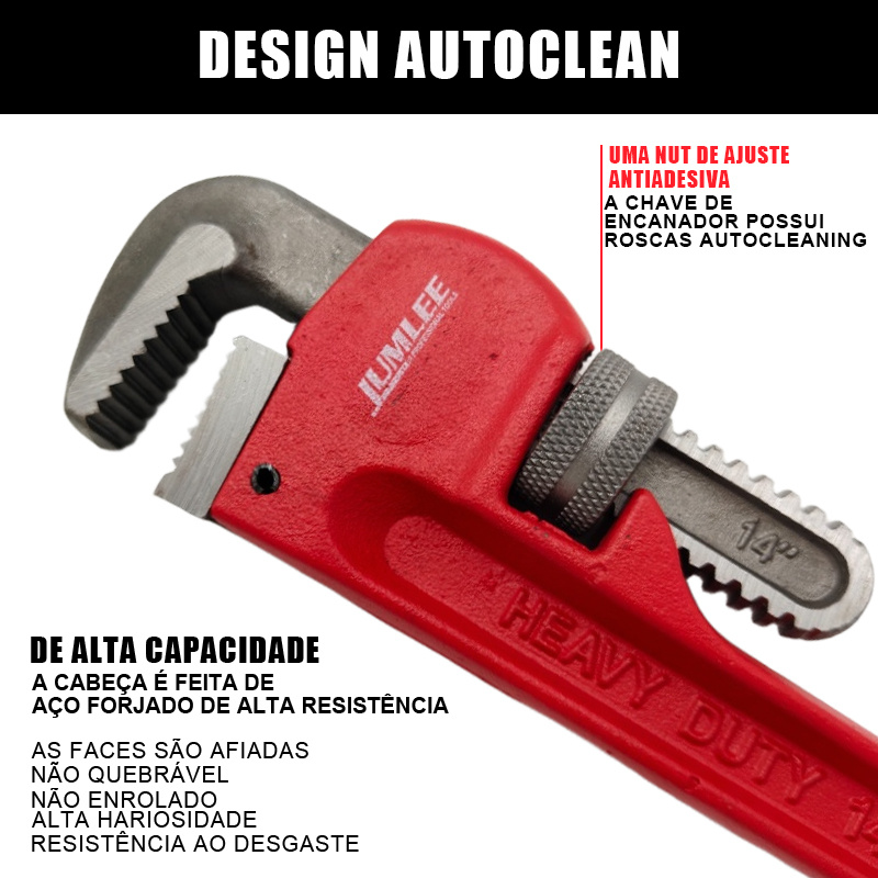 Chave de torneira profissional em aço forjado, de alta resistência para encanamento residencial, manutenção de tubulações de gás e uso em veículos. Chave ajustável para tubos com mandíbula antiaderente de 24 dentes, design autolimpante, alta dureza, resistente ao desgaste, ferramenta multifuncional para encanadores, tamanho 10 polegadas