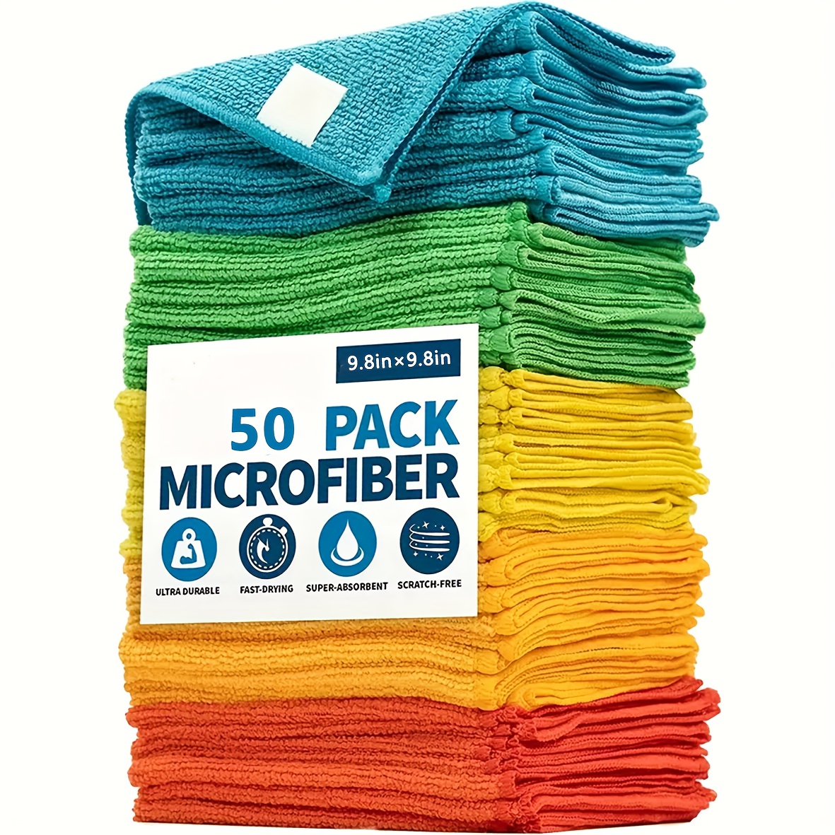 Pack de 5/10/20/50 Panos de Limpeza de Microfibra MRD'S HOME - Ultra-Absorventes, 1200 Lavagens, Brilho de Espelho Sem Manchas, Duráveis e Fáceis de Limpar, Ideais para Lavagem de Carros, Limpeza e Uso Doméstico, Pano de Lavagem de Carros | Microfibra Durável | Material Absorvente