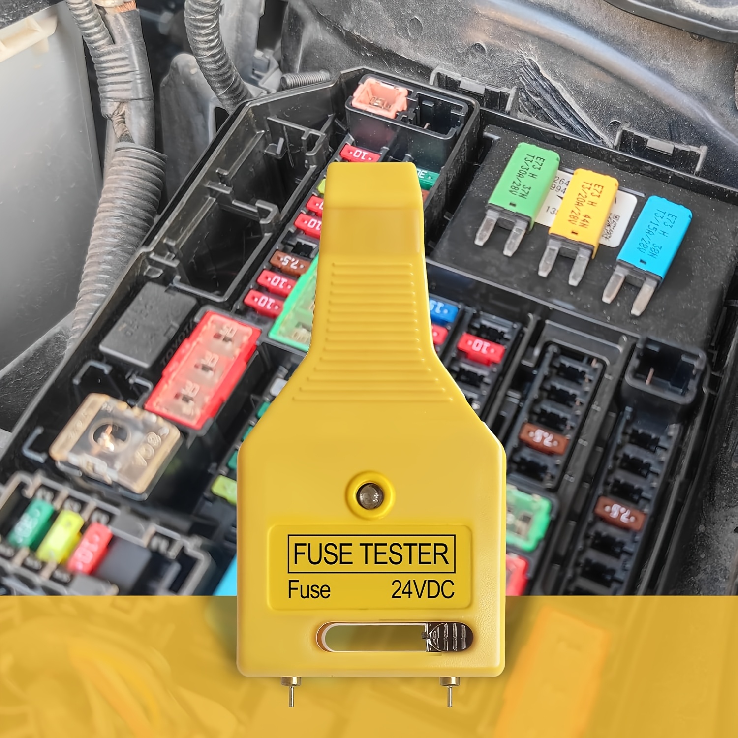 Testador e Extrator de Fusíveis Lâmina Automotivos DC 24V para Disjuntores de Carro ATR ATO/ATC ATM Ferramenta de Remoção e Reinicialização de Fusível Também Testa Fusível de Tubo de Vidro