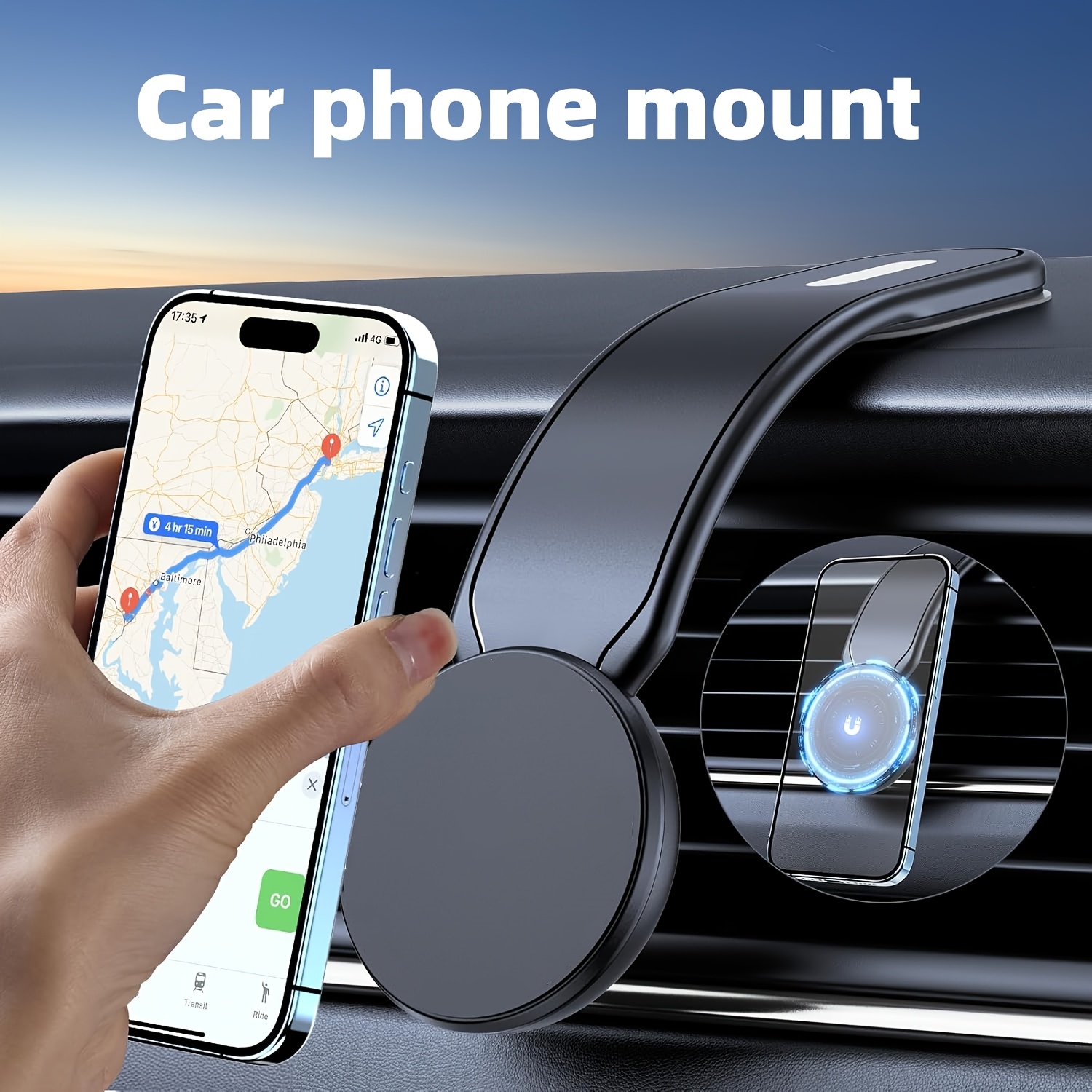 Suporte Magnético de Celular para Carro, Braço de Alumínio Flexível com Ímã para Painel [18 Ímãs Fortes] Compatível com iPhone Séries 17 16 15 14 13 12