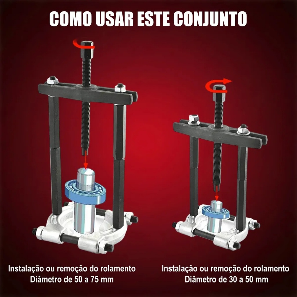 Kit Extrator Universal para Rolamentos Automotivos com 14 Peças