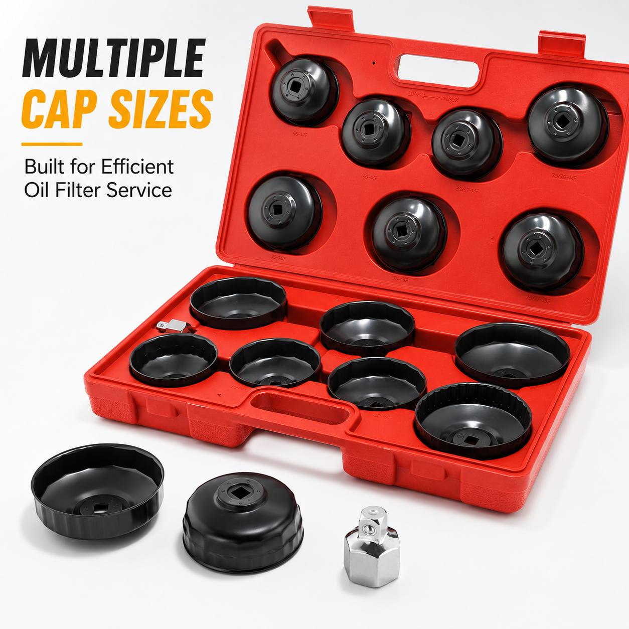 Conjunto de 1 Chave para Tampa de Filtro de Óleo | Jogo Universal de Soquete para Remoção de Filtro de Óleo Tipo Copo com Encaixe de 3/8 de Polegada, Kit de Serviço de Soquete para Bico de Óleo com Adaptador de 1/2 de Polegada