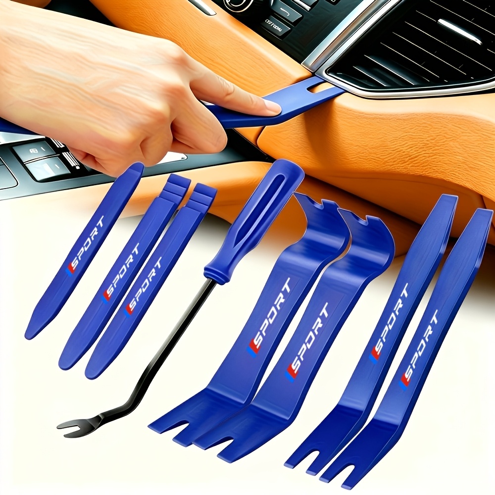 Conjunto de 8 Ferramentas Profissionais de Remoção de Interiores Automóvel - Barras de Busca de Plástico Sem Riscos, Adequadas para Clips e Fixadores de Painéis de Portas, Sem Bateria